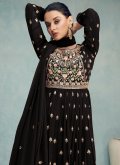 Black Georgette Embroidered Salwar Suit for Engagement - 1