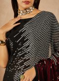 Black Georgette Embroidered Shaded Saree - 1