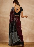 Black Georgette Embroidered Shaded Saree - 2