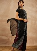 Black Georgette Embroidered Shaded Saree - 3
