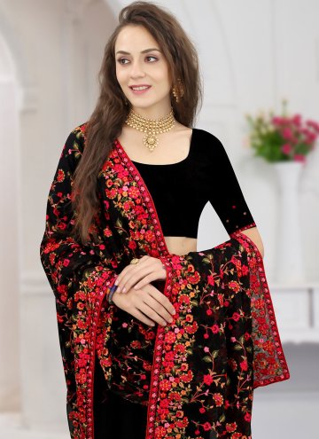 Black Georgette Embroidered Traditional Saree for Ceremonial