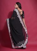 Black Georgette Embroidered Trendy Saree - 3