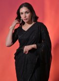Black Georgette Embroidered Trendy Saree - 1