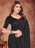 Black Georgette Embroidered Trendy Saree for Ceremonial - 1