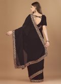 Black Georgette Embroidered Trendy Saree for Ceremonial - 2