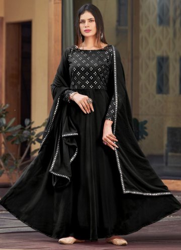 Black Georgette Mirror Work Salwar Suit for Casual