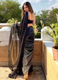 Black Georgette Sequins Work Contemporary Saree for Casual - 1