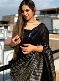 Black Georgette Sequins Work Contemporary Saree for Casual - 2