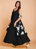 Black Gown in Organza with Plain Work - 2