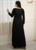 Black Gown in Rayon with Embroidered - 1