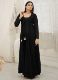 Black Gown in Rayon with Embroidered - 2