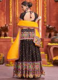Black Lehenga Choli in Cotton Silk with Embroidered - 1