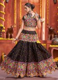 Black Lehenga Choli in Cotton Silk with Embroidered - 2