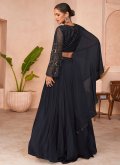Black Net Embroidered Gown for Engagement - 3