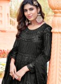 Black Net Embroidered Trendy Salwar Suit for Engagement - 2