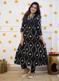 Black Party Wear Kurti in Rayon with Embroidered - 2