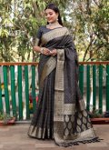 Black Patola Silk Woven Contemporary Saree for Engagement - 2