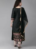 Black Poly Silk Printed Salwar Suit for Engagement - 1