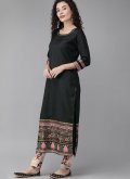Black Poly Silk Printed Salwar Suit for Engagement - 2