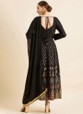 Black Rayon Printed Gown for Ceremonial - 2