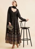 Black Rayon Printed Gown for Ceremonial - 3