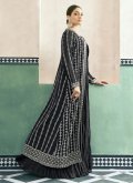 Black Readymade Designer Gown in Georgette with Embroidered - 2