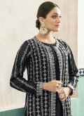 Black Readymade Designer Gown in Georgette with Embroidered - 3