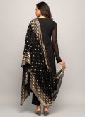 Black Salwar Suit in Faux Crepe with Plain Work - 1