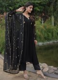 Black Salwar Suit in Faux Georgette with Embroidered - 1