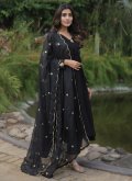 Black Salwar Suit in Faux Georgette with Embroidered - 2