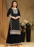Black Salwar Suit in Faux Georgette with Embroidered - 3