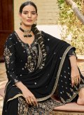 Black Salwar Suit in Georgette Satin with Diamond Work - 2