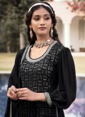 Black Salwar Suit in Georgette with Embroidered - 1