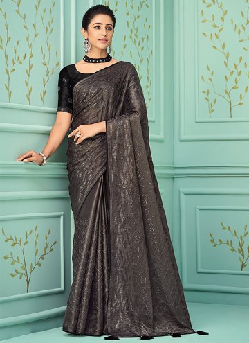 Black Silk Embroidered Trendy Saree for Festival