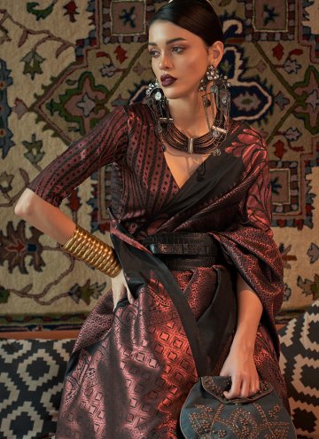 Black Silk Woven Classic Designer Saree