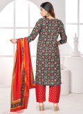 Black Trendy Salwar Kameez in Cotton  with Embroidered - 1