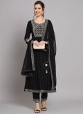 Black Trendy Salwar Kameez in Rayon with Embroidered - 1