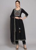 Black Trendy Salwar Kameez in Rayon with Embroidered - 3