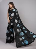 Black Trendy Saree in Georgette with Embroidered - 3
