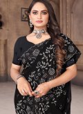 Black Trendy Saree in Georgette with Machine Embroidery - 1
