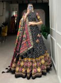 Black Tussar Silk Bandhej Print Designer Lehenga Choli for Ceremonial - 1