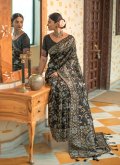 Black Tussar Silk Woven Classic Designer Saree for Festival - 1