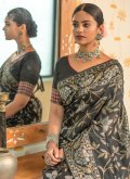 Black Tussar Silk Woven Classic Designer Saree for Festival - 2