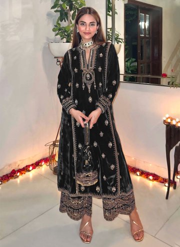 Black Velvet Embroidered Pakistani Suit