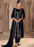 Black Velvet Embroidered Trendy Salwar Suit - 3
