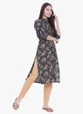 Black Viscose Printed Party Wear Kurti for Casual - 3