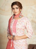 Blended Cotton Trendy Salwar Kameez in Pink and White Enhanced with Digital Print - 1