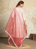 Blended Cotton Trendy Salwar Kameez in Pink and White Enhanced with Digital Print - 2