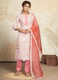Blended Cotton Trendy Salwar Kameez in Pink and White Enhanced with Digital Print - 3