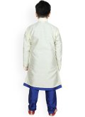 Blue and Off White Art Dupion Silk Fancy work Jacket Style - 2